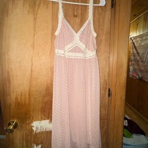 Elegant Pink Lace Trim Dress Style #MD-081